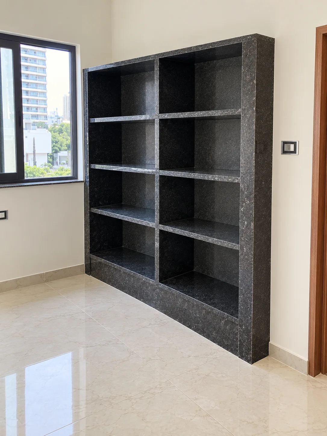 Charcoal Granite Built-In Shelving Interior (1)