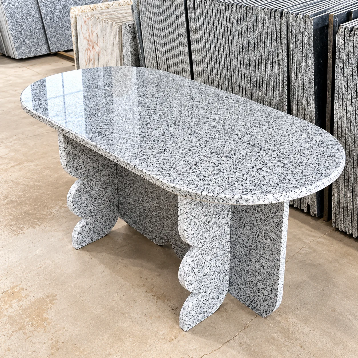 Polished Granite Table in Stone Yard
